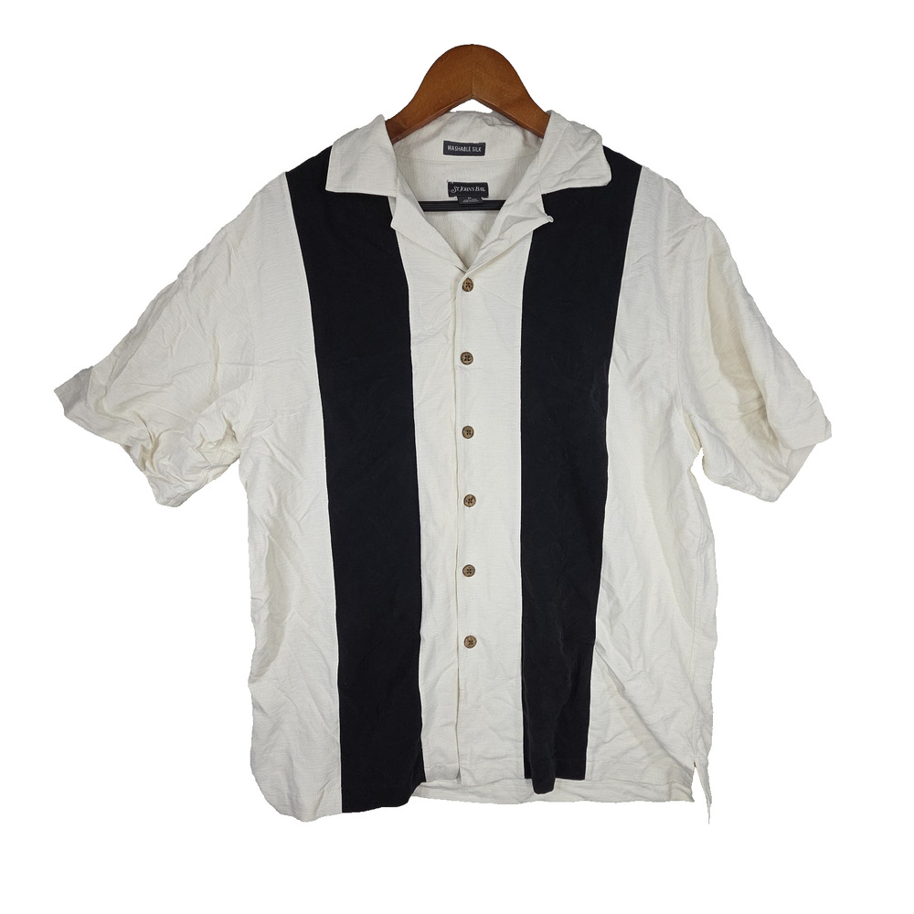 Vtg St Johns Bay Silk Mens Shirt Shirts Bowling Button Up Medium Party NWT